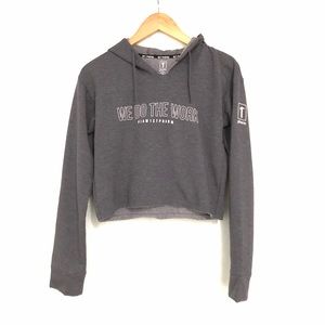 1st Phorm Grey Cropped Hoodie Sweater 'We Do The Work' Women's XS